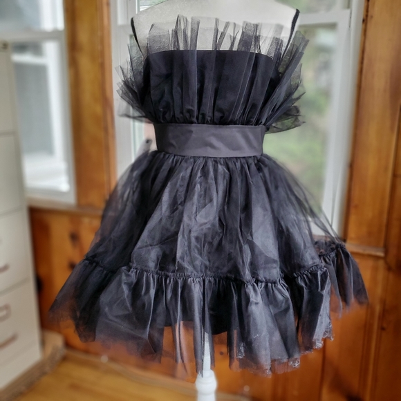 Katie May Elle tulle mini dress black strapless layered poofy size small - Picture 2 of 10